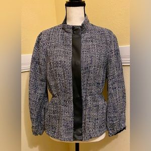 DONNA KARAN Faux Leather Trimmed Jacket; Small; NWT.